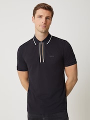 Bleumarin - BOSS Philix Quarter Zip Golf Polo Shirt - Imaginea 1 din 4