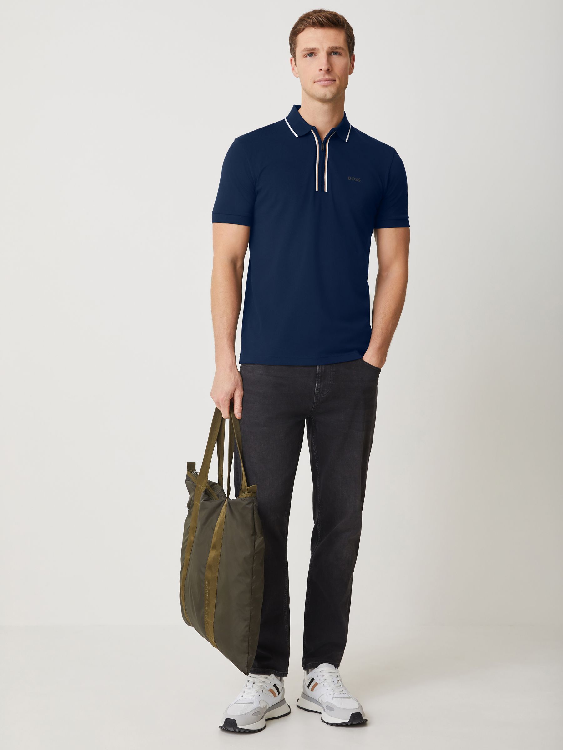 Buy BOSS Navy Philix Quarter Zip Polo Shirt from Next South Africa