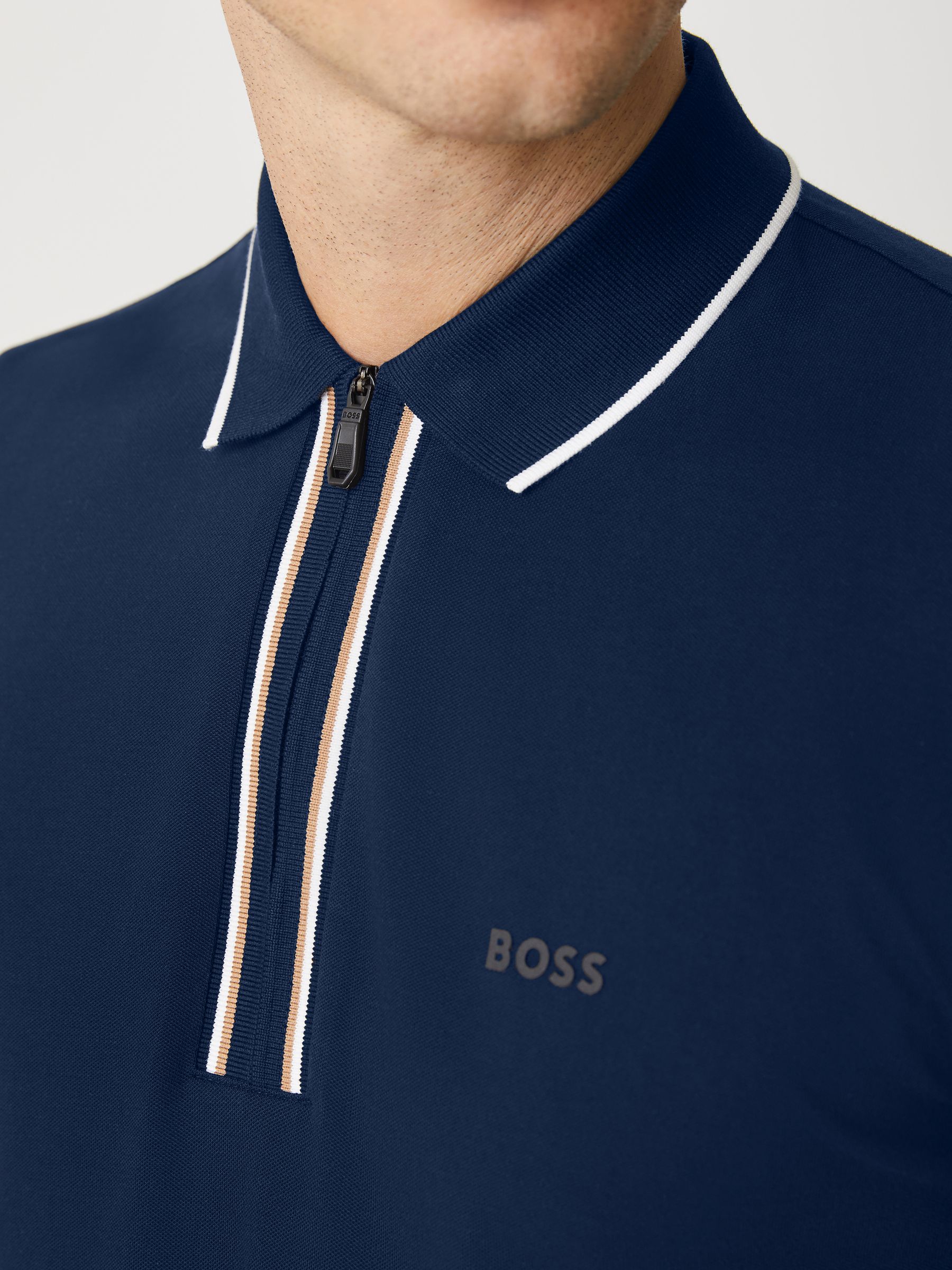 Buy BOSS Navy Philix Quarter Zip Polo Shirt from Next South Africa