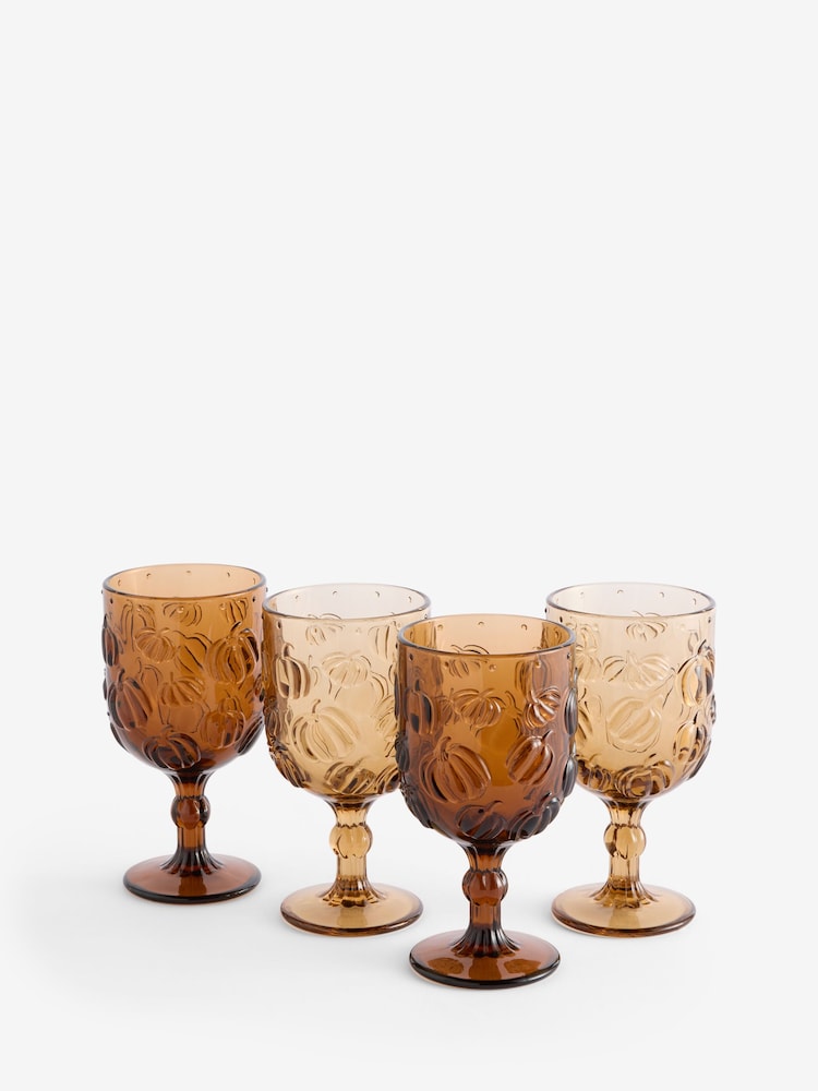 Ensemble de 4 verres à vin pressés à la citrouille d’automne - Image 6 de 6