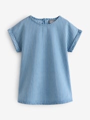 Blue Short Sleeve Denim Stripe Dress - Image 1 of 1