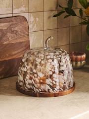 Clear Confetti Glass Pumpkin Cloche Wood Base - Image 1 of 6