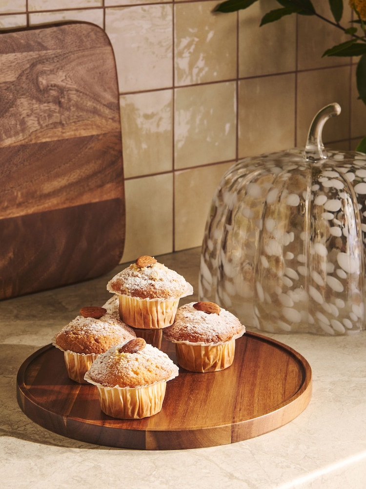 Clear Confetti Glass Pumpkin Cloche Wood Base - Image 2 of 6