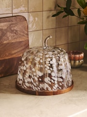Clear Confetti Glass Pumpkin Cloche Wood Base - Image 3 of 6