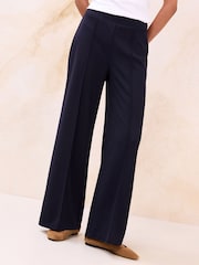 Lipsy Navy Blue Petite High Waist Wide Leg Trousers - Image 1 of 4