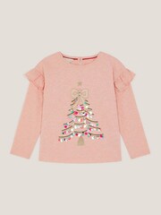 Monsoon Pink Sequin Christmas Tree Long Sleeve Top - Image 1 of 3