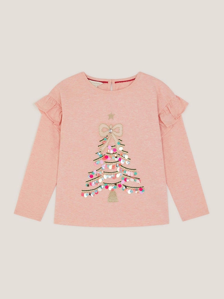 Monsoon Pink Sequin Christmas Tree Long Sleeve Top - Image 1 of 3 Monsoon Pink Sequin Christmas Tree Long Sleeve Top - Image 1 of 3