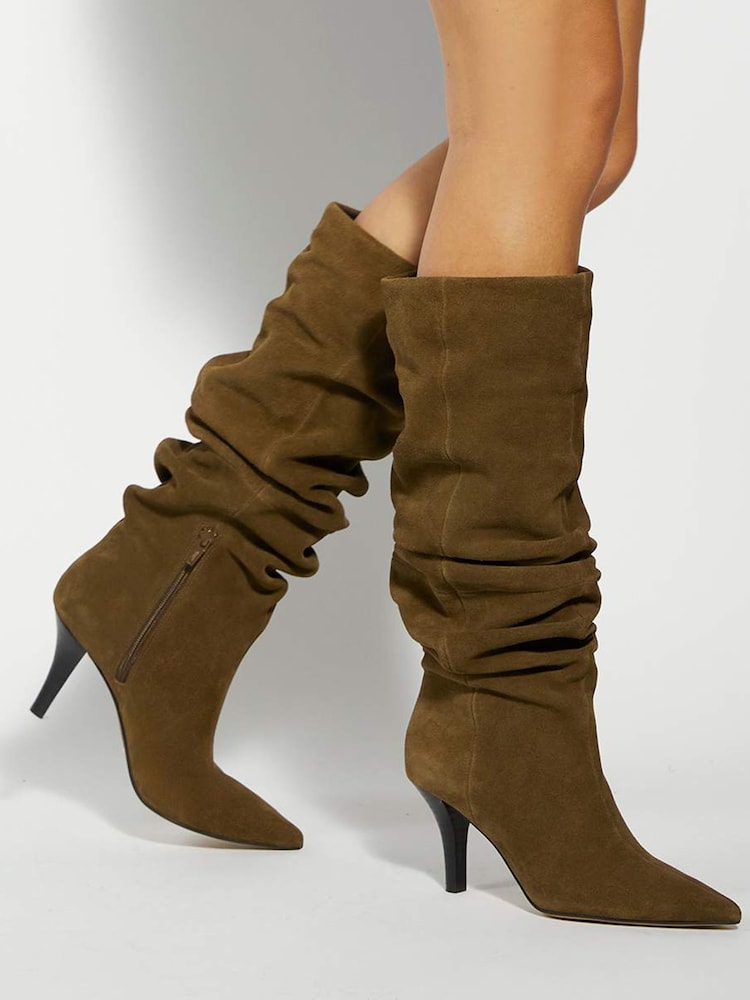 Dune London Green Santi Knee High Boots - Image 1 of 6