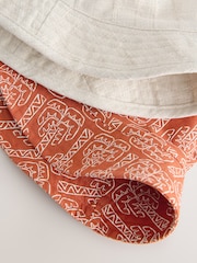 Ecru/Rust Orange Palm Tree - מארז של 2 כובעי טמבל הפיכים - תמונה 7 מתוך 7