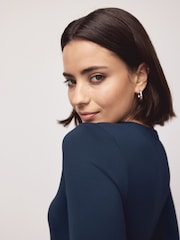 Azul marino - Top de nailon suave al tacto y manga larga con cuello redondo - Imagen 5 de 8