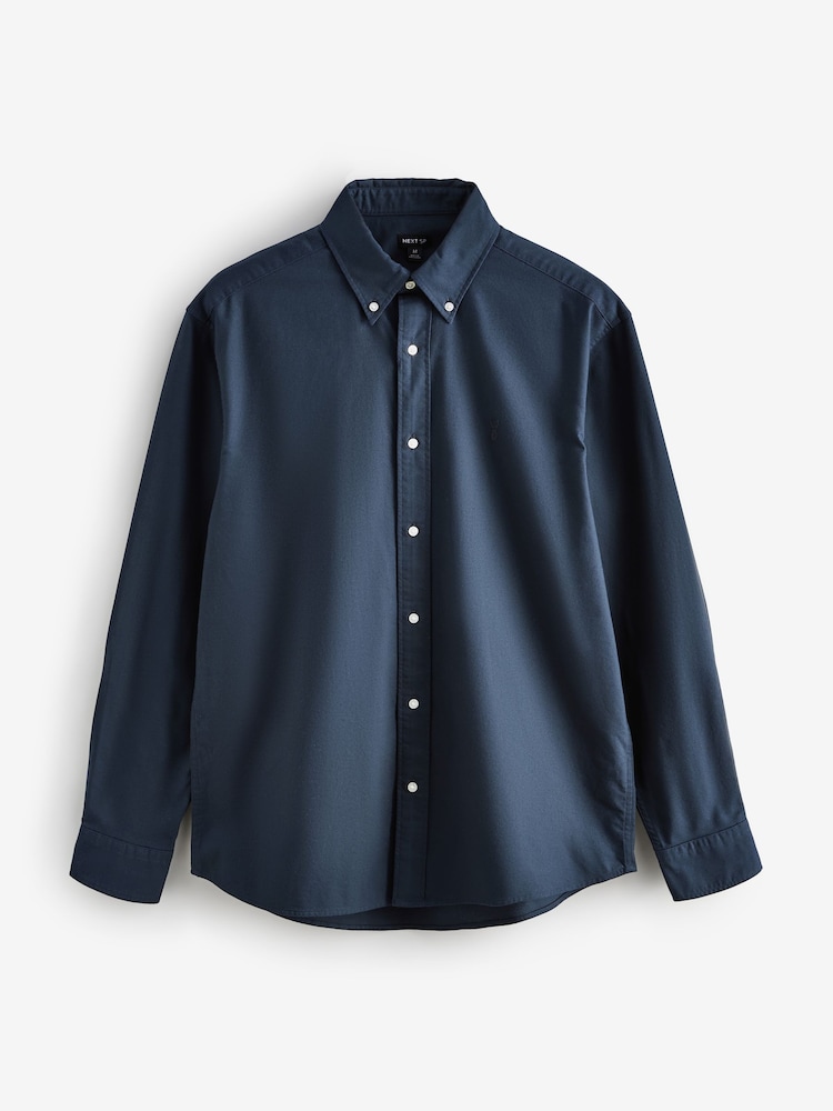 Navy Blue Regular Fit Long Sleeve Oxford Shirt - Image 1 of 1