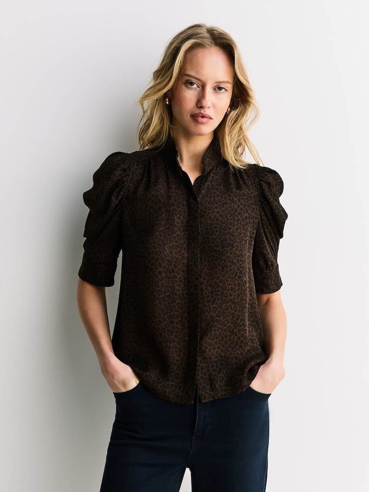 FRAME Leopard Brown The Gillian Top - Image 2 of 7