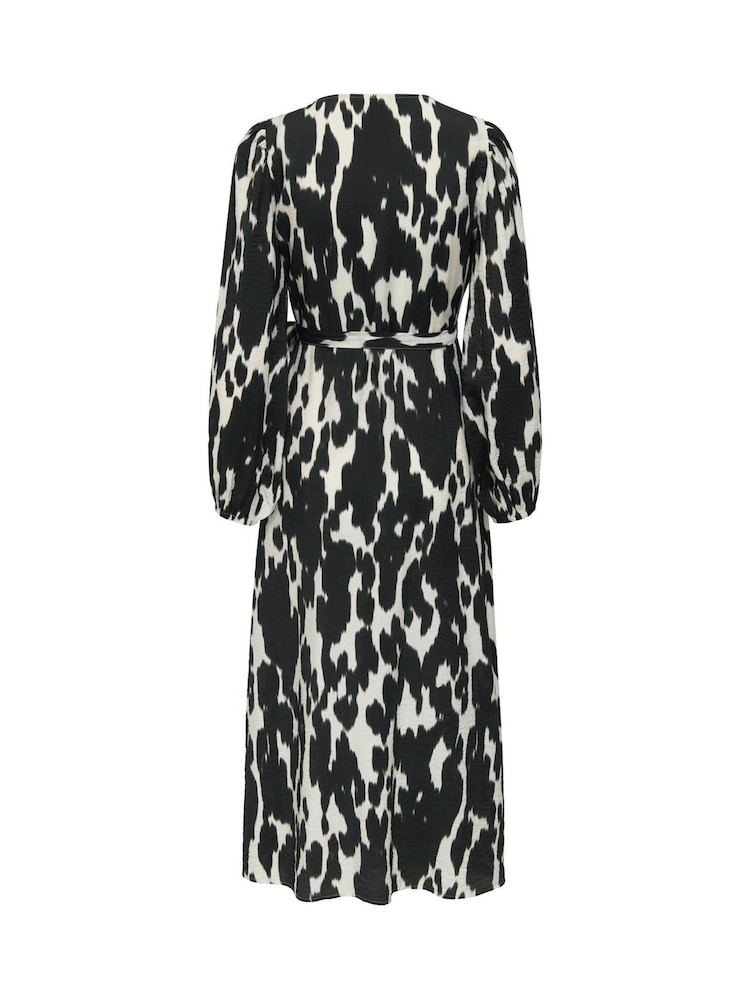 JDY White Printed Wrap Midi Dress - Image 2 of 2 JDY White Printed Wrap Midi Dress - Image 2 of 2