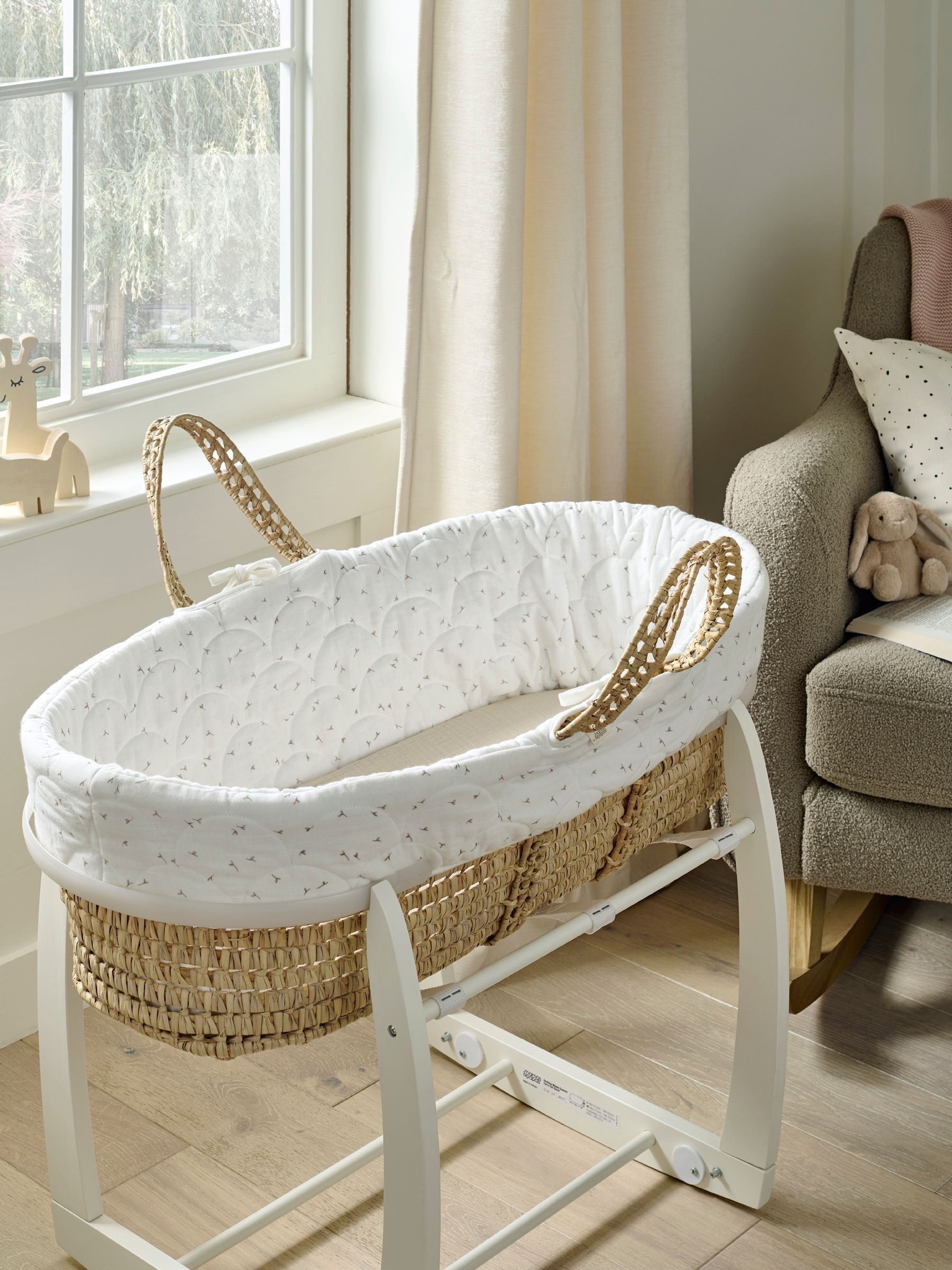 Mamas & Papas Unisex Cream Welcome To The World Seedling Moses Basket
