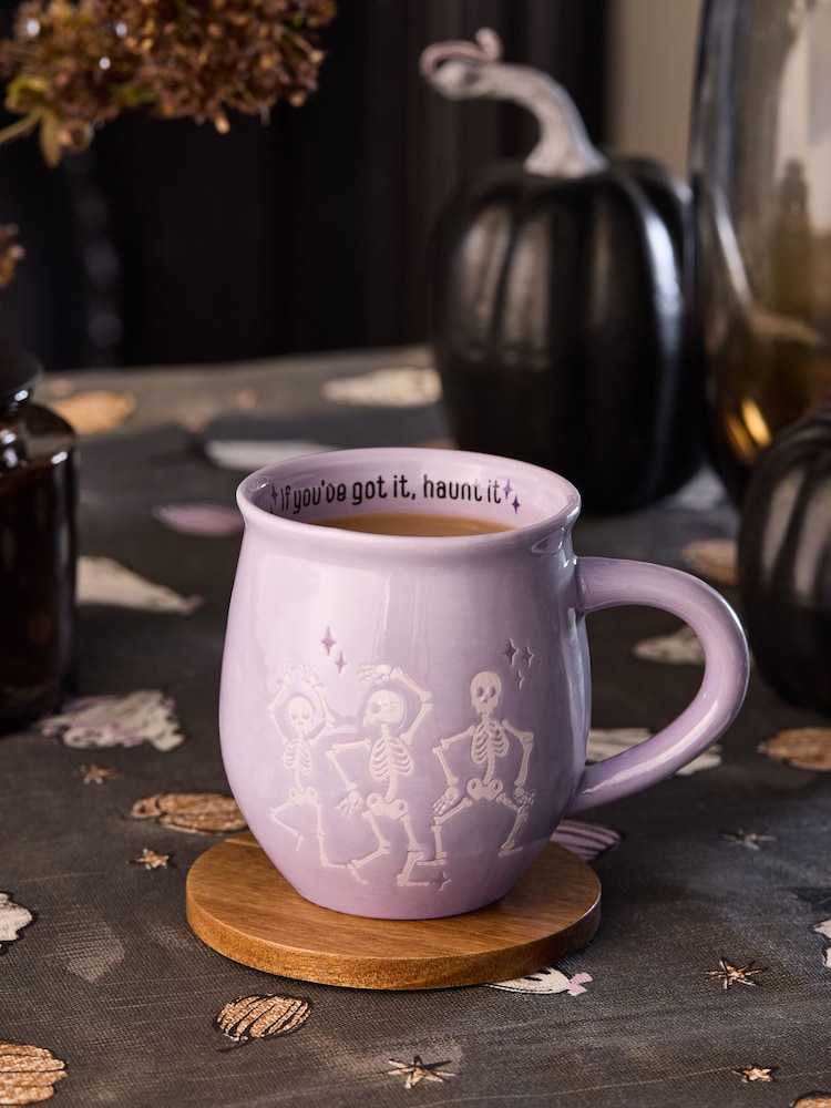 Lilac Purple Skeleton Halloween Mug - Image 1 of 3 Lilac Purple Skeleton Halloween Mug - Image 1 of 3