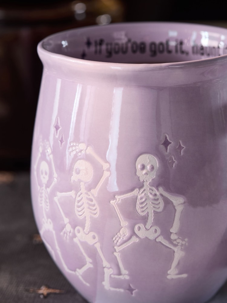 Lilac Purple Skeleton Halloween Mug - Image 2 of 3 Lilac Purple Skeleton Halloween Mug - Image 2 of 3