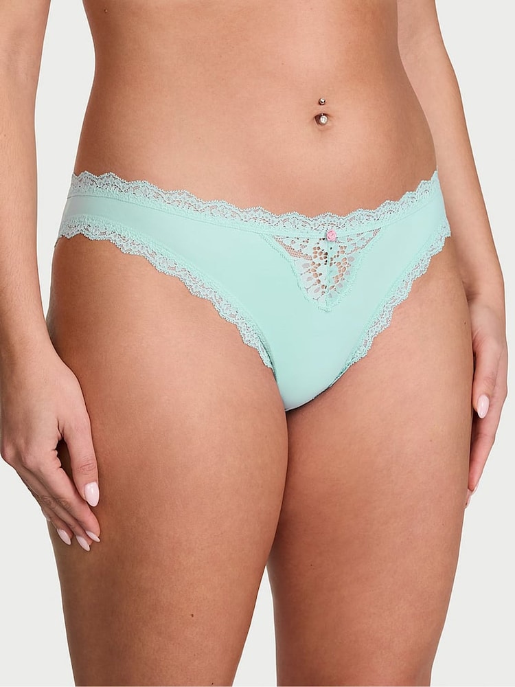 Victoria's Secret Canal Blue Lace Trim Bikini Knickers - Image 1 of 2