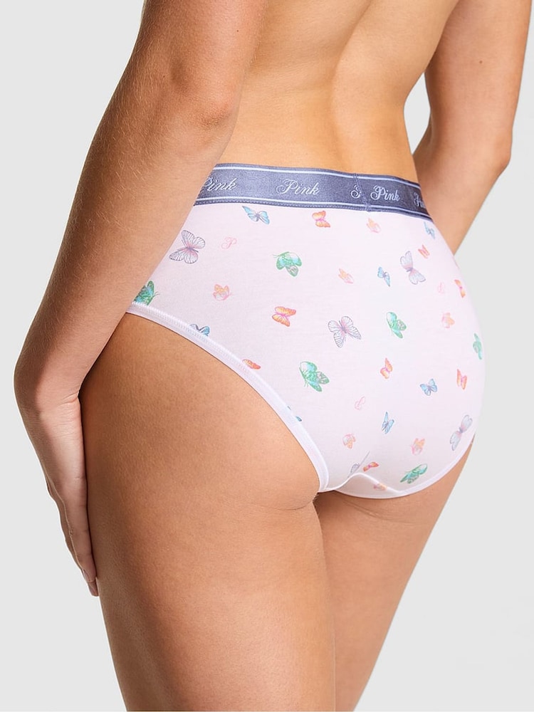 Victoria's Secret PINK White Butterfly Print Hipster Cotton Logo Knickers - Image 2 of 2