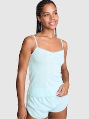 Victoria's Secret Pink Spray Blue Pointelle Pyjama Cami Top - Image 1 of 2