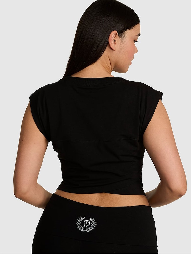 Victoria's Secret Pink Black Cotton T-Shirt - Image 2 of 2 Victoria's Secret Pink Black Cotton T-Shirt - Image 2 of 2