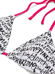 Victoria's Secret Pink White 'Love PINK' Script Print Triangle Bikini Top - Image 4 of 4