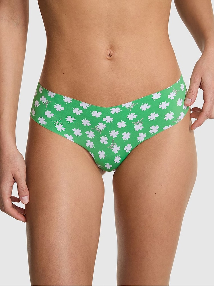 Victoria's Secret PINK Wild Green Shamrock Print Thong No Show Knickers - Image 1 of 2