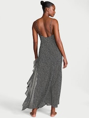 Victoria's Secret Black Chiffon Polka Dot Flutter Maxi Slip Dress - Image 2 of 3