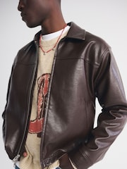 Abercrombie & Fitch vegansk læder Eazy Zip Jakke - Billede 4 af 9