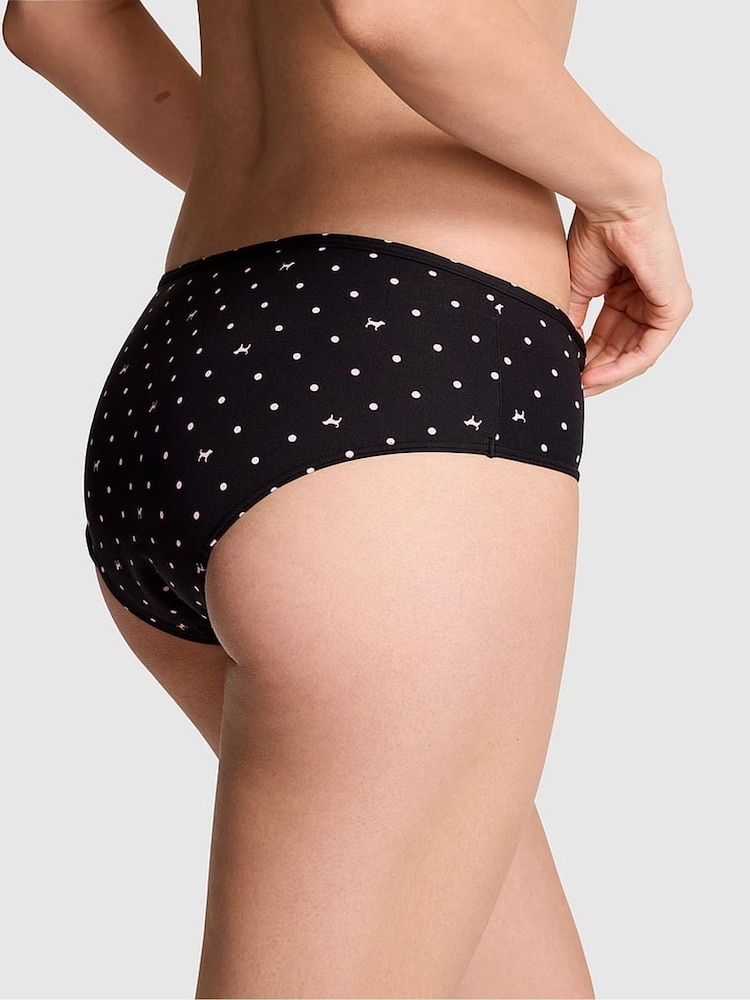 Victoria's Secret Pink Black Polka Dot Dog Print Hipster Period Knickers - Image 2 of 2