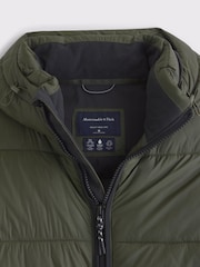 Abercrombie & Fitch Green Hooded Puffer Coat - Image 3 of 4
