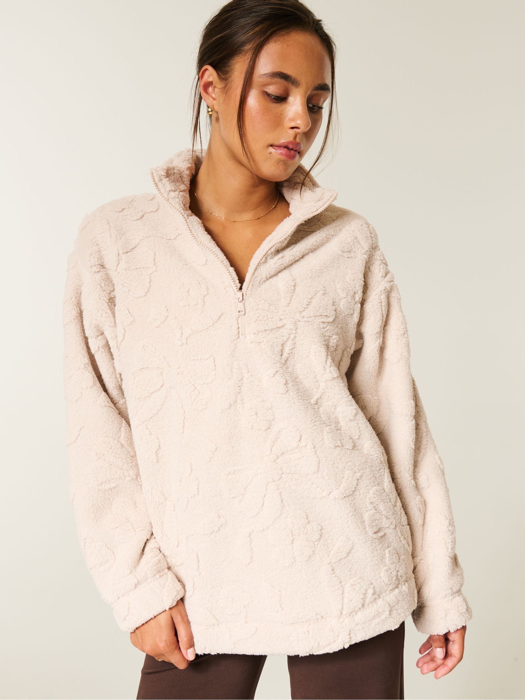 Buy Hollister Cream Gilly Hicks Embroidered Full Zip Sweatshirt