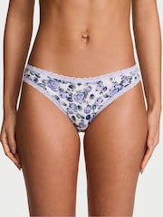 Victoria's Secret Lavender Purple Floral Bikini Cotton Lace Trim Knickers - Image 1 of 2