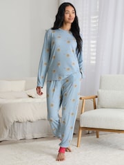 Chelsea Peers Blue Tencel™ Modal Twinkling Sky Long Pyjama Set - Image 1 of 7