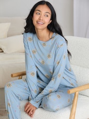 Chelsea Peers Blue Tencel™ Modal Twinkling Sky Long Pyjama Set - Image 3 of 7