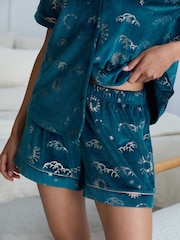 Chelsea Peers Green Velour Gold Foil Lunar Skies Short Pyjamas Set - Image 6 of 6