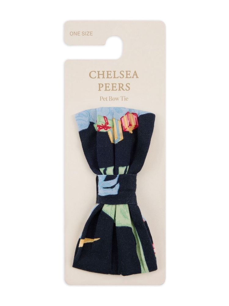 Chelsea Peers Blue Pets Christmas Dinosaur Print Bow Tie - Image 3 of 3 Chelsea Peers Blue Pets Christmas Dinosaur Print Bow Tie - Image 3 of 3