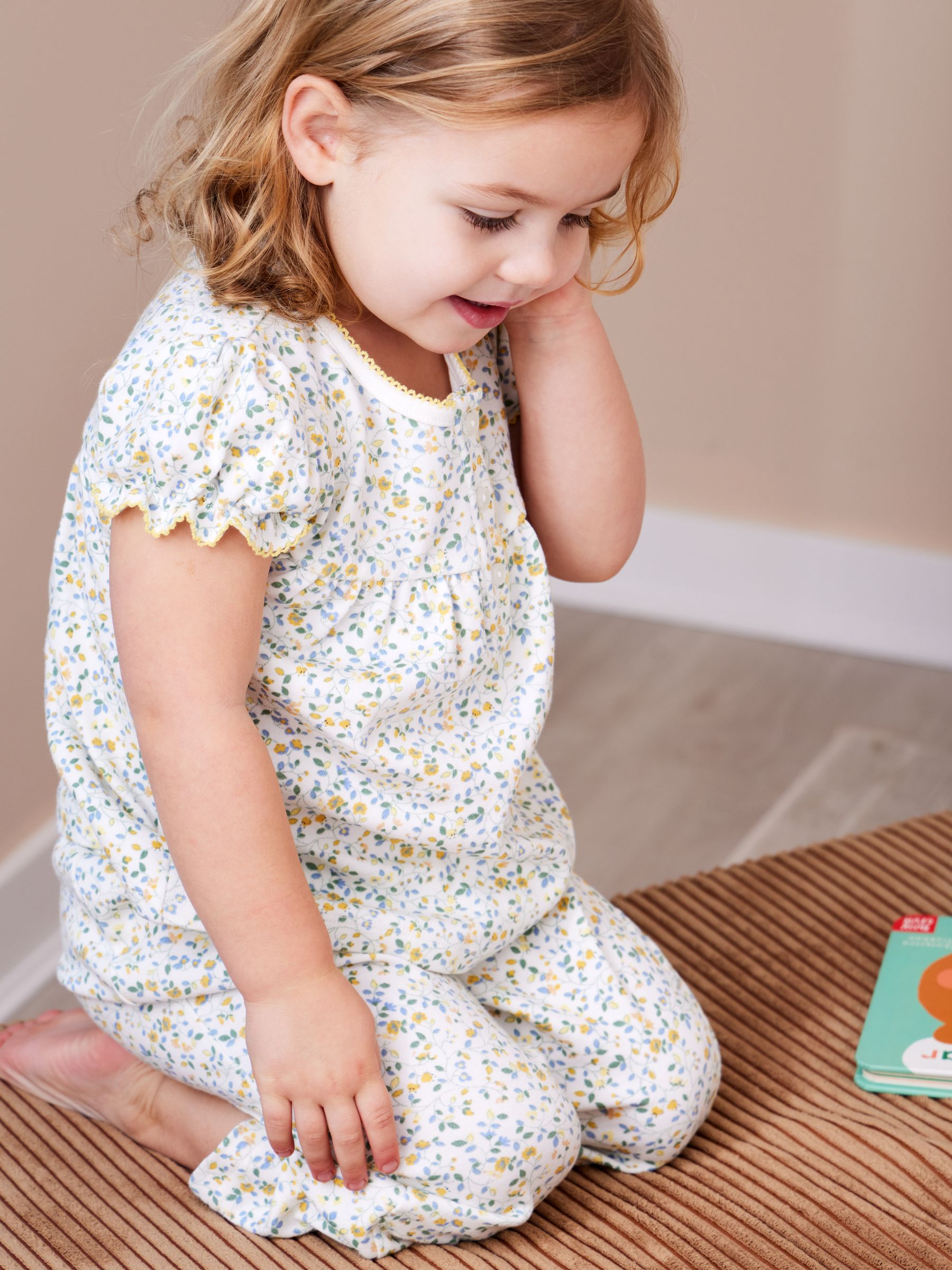 Jojo Maman Bébé Yellow Ditsy Floral Pretty Jersey Pyjamas