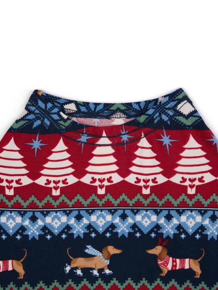 Chelsea Peers Blue Pet Christmas Dog Fair Isle Print Pyjama T-Shirt - Image 4 of 4 Chelsea Peers Blue Pet Christmas Dog Fair Isle Print Pyjama T-Shirt - Image 4 of 4