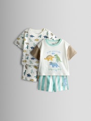 JoJo Maman Bébé Green Dino 2-Pack Short Jersey Pyjamas - Image 15 of 15