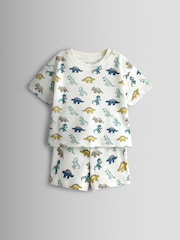 JoJo Maman Bébé Green Dino 2-Pack Short Jersey Pyjamas - Image 2 of 15