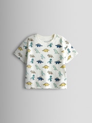 JoJo Maman Bébé Green Dino 2-Pack Short Jersey Pyjamas - Image 4 of 15