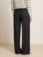 Long Tall Sally Black Textured Wide Leg Trousers - Image 3 of 5