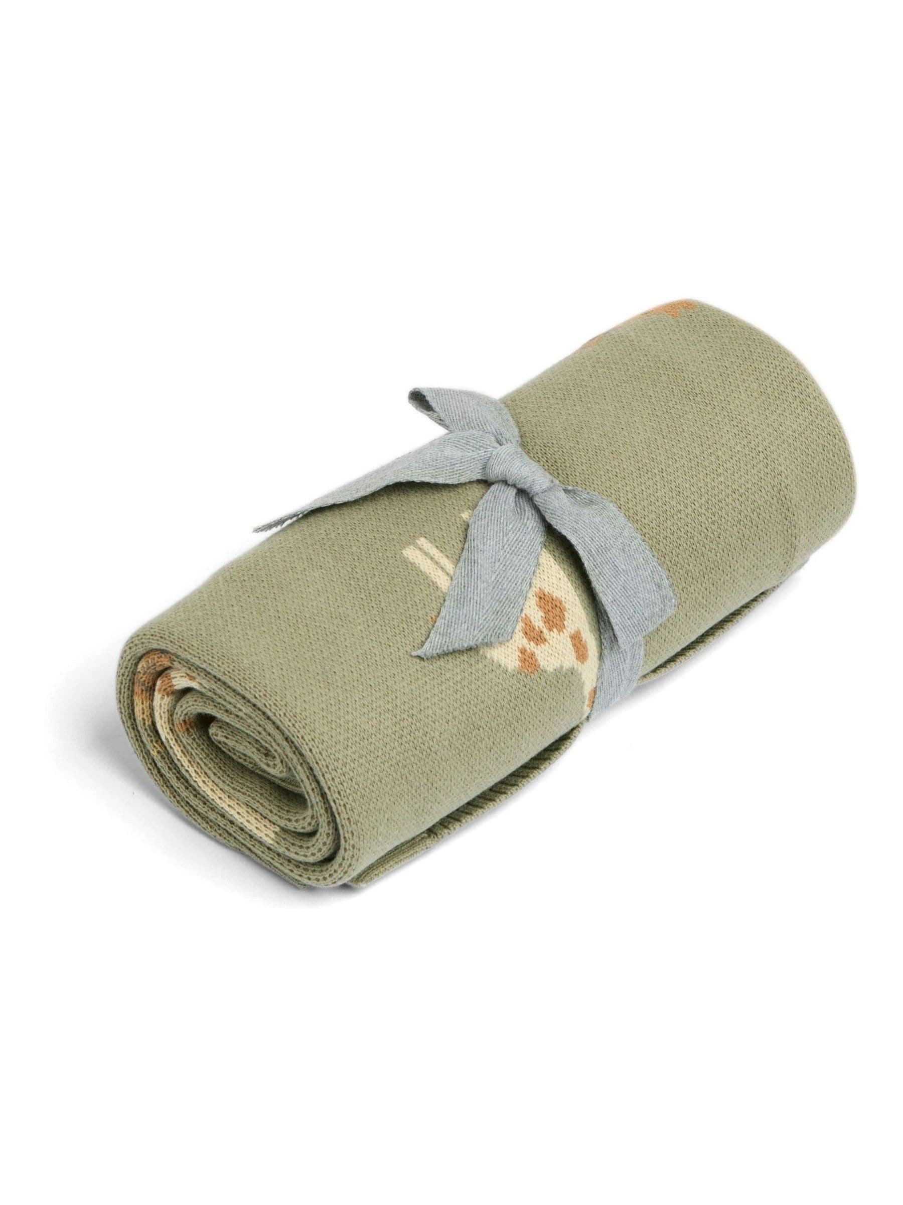 Mamas & Papas Knitted Blanket Safari In Sage, Cotton - Image 4