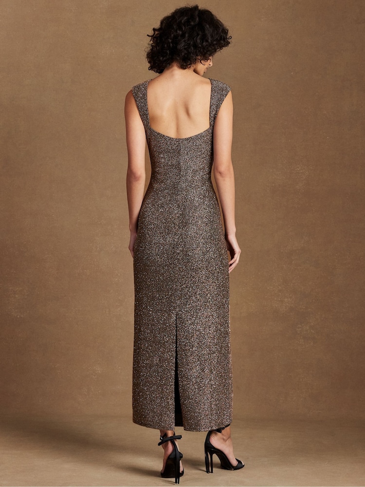Ro&Zo Gold Petite Joanna Velvet Open Back Dress - Image 2 of 5 Ro&Zo Gold Petite Joanna Velvet Open Back Dress - Image 2 of 5