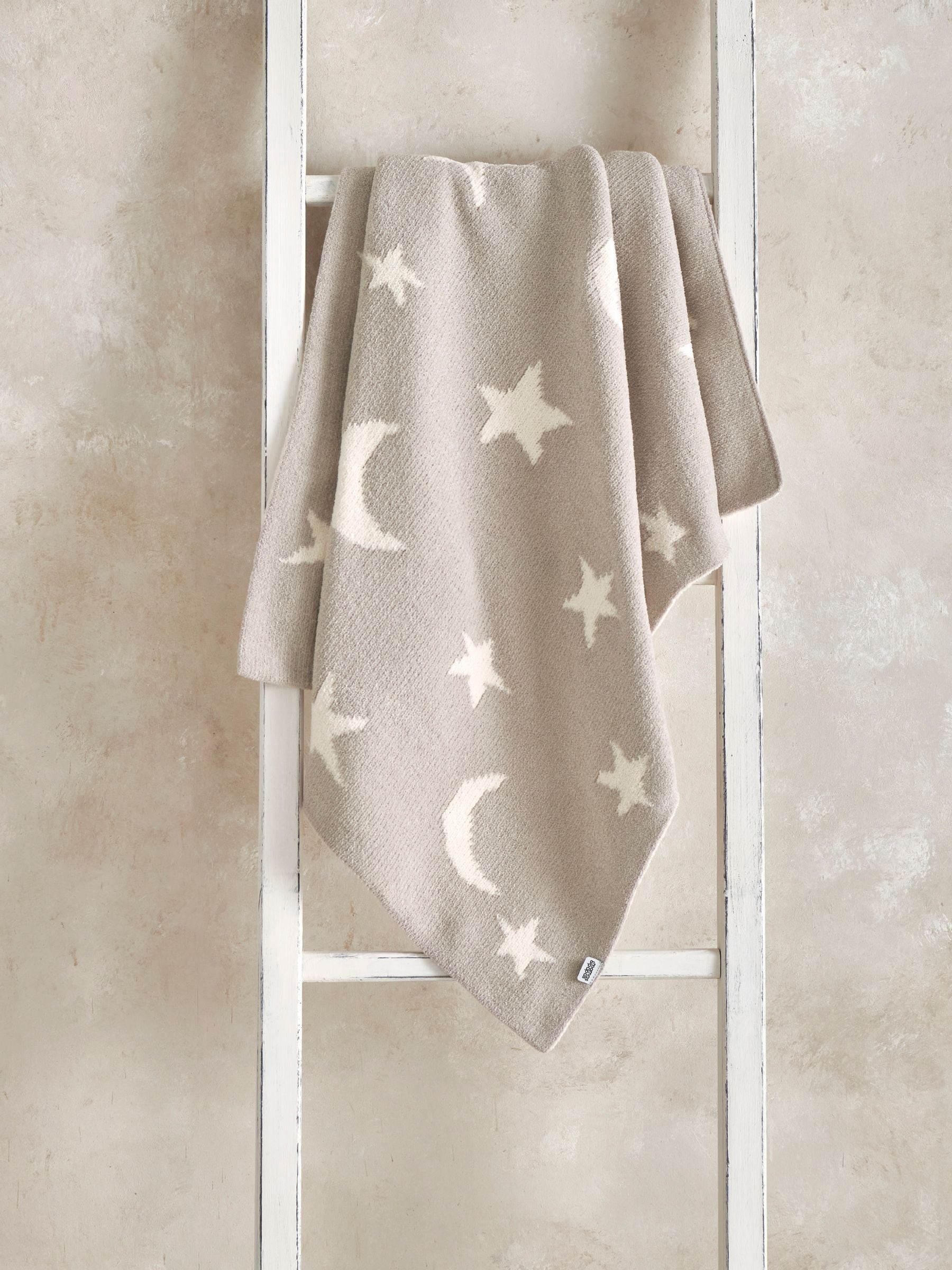 Mamas & Papas Nursery Small Chenille Blanket - Neutral Moon/Star, 90X70cm - Image 4