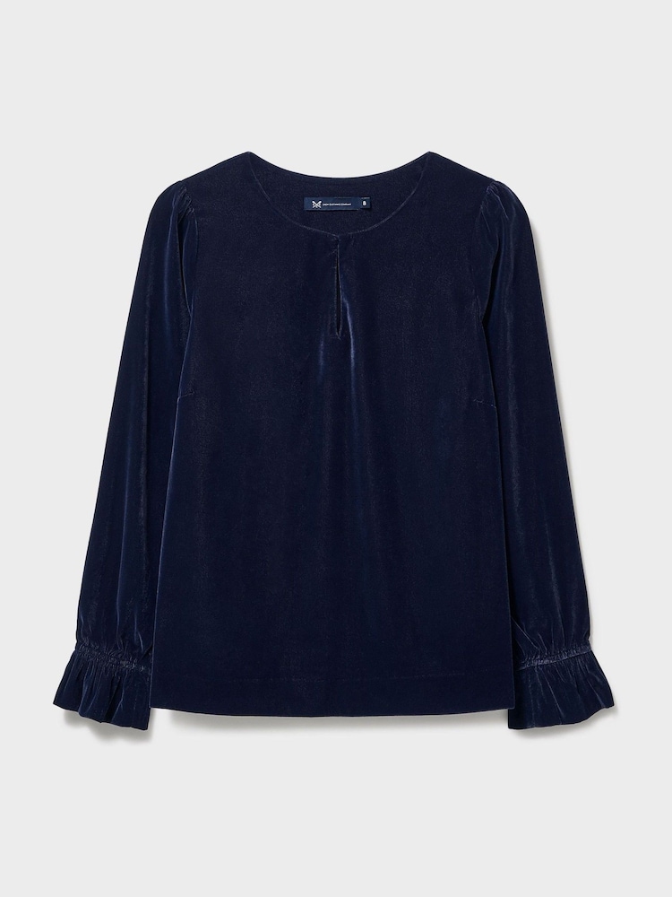 Crew Clothing Blue Annalee Velvet Blouse - Image 5 of 5 Crew Clothing Blue Annalee Velvet Blouse - Image 5 of 5