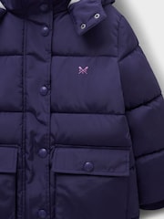 Crew Clothing Blue Fleece-Lined Mid-Weight Puffer Coat - Image 3 of 3