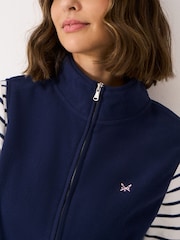 Crew Clothing Blue Micro Fleece Zip Curved Edge Gilet - Image 4 of 5