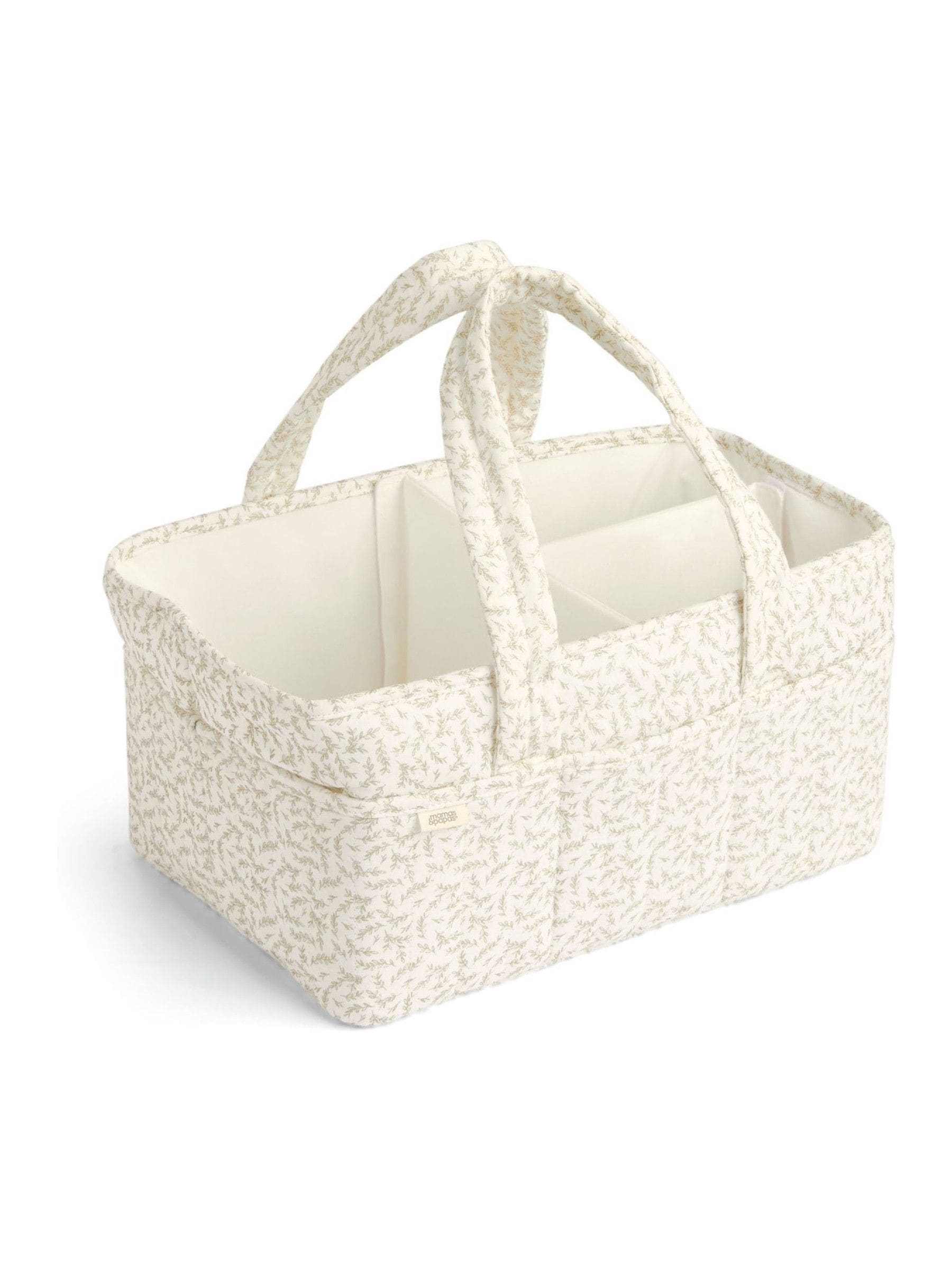 Mamas & Papas Nappy Caddy - Leaf | Textured Waffle Fabric Design, Multi-Compartment Interior, Durable Carry Handle, Portable Nursery Organizer - Image 4