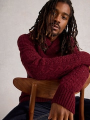 White Stuff Red Berkley Shawl Neck Jumper - Image 4 of 6